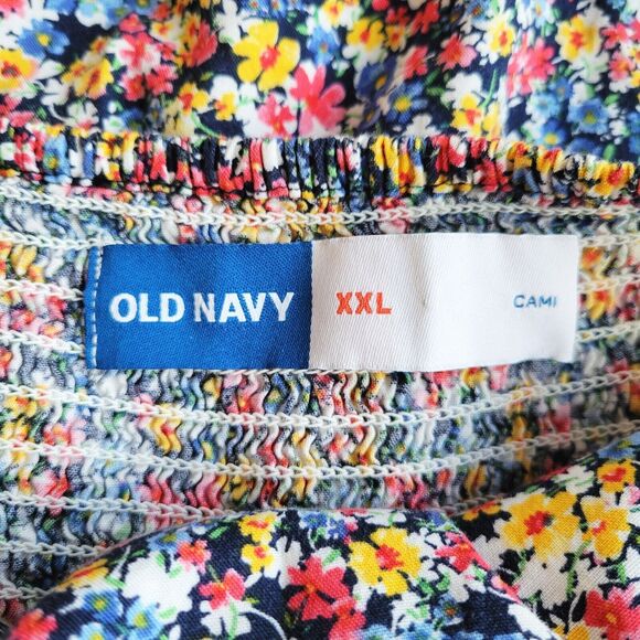 OLD NAVY Ditsy Floral Cami Mini Dress Size XXL Ruffle Smocked Pockets Tie - Picture 8 of 9
